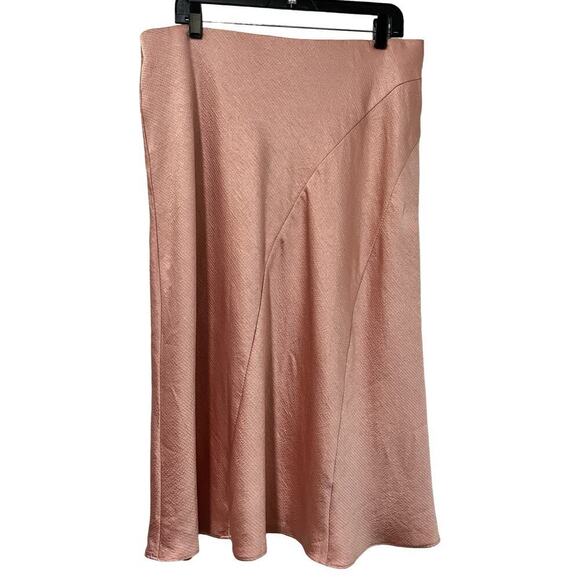 Lauren Ralph Lauren Satin Midi Skirt Size 16 Rose Pink Soft Girl Feminine Demure - Picture 1 of 6